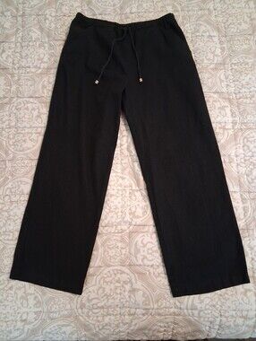 Black Drawstring Linen Pants